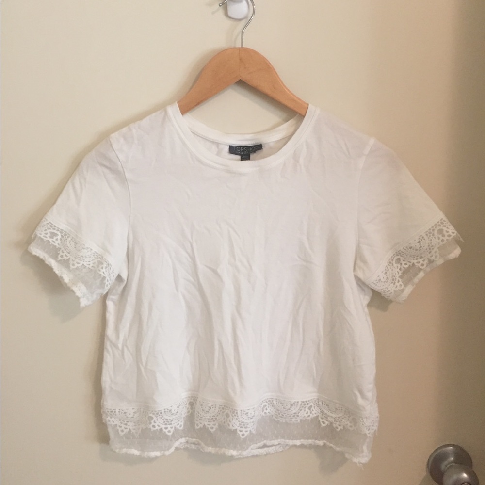 White TOPSHOP top with lace detail